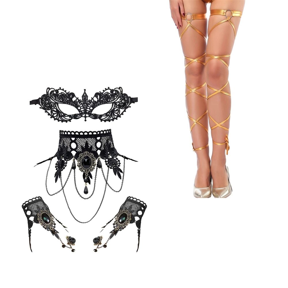 2818 Rave Leg Wraps Lace Costumes Set for Dancing Party Music Festival